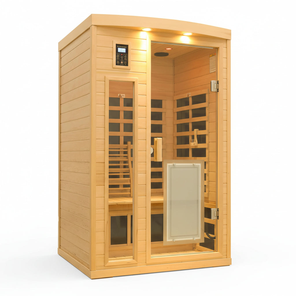 Saunas 902B Far Infrared Sauna, Indoor Wooden Dry Sauna Low EMF (Hemlock Wood, 2-Person plus Size 360 Envolved)