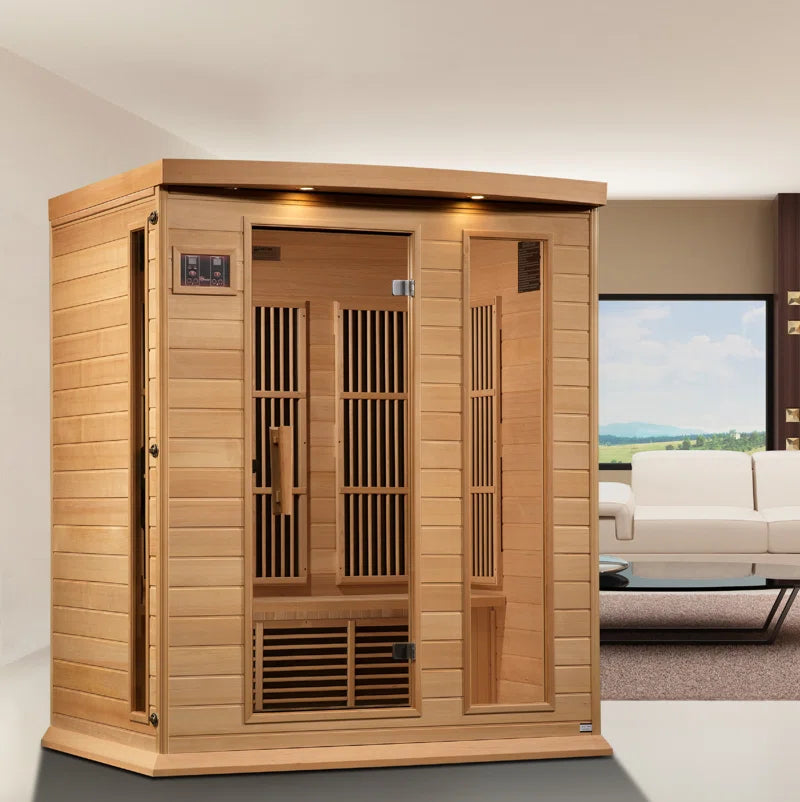 Dynamic Infrared Saunas 3 - Person Indoor Bluetooth Compatible FAR Infrared Sauna in Hemlock