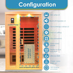 Saunas 902B Far Infrared Sauna, Indoor Wooden Dry Sauna Low EMF (Hemlock Wood, 2-Person plus Size 360 Envolved)